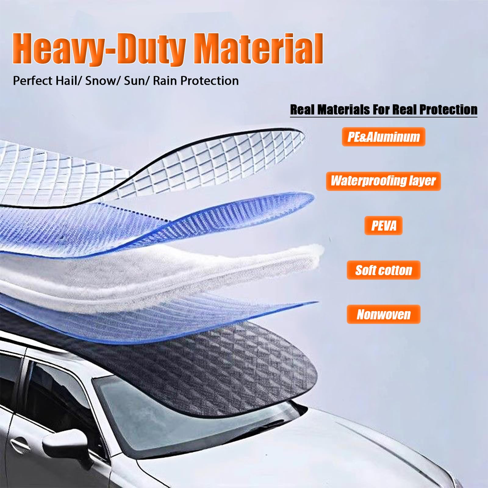 SNKOL 7 Layers Waterproof Heavy Duty Car Covers for Automobiles All Weather Season Anti-Hail UV Protection Snowproof Outdoor — view 4
