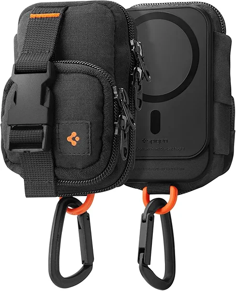 Spigen for MagSafe Wallet Organizer Pouch, Snap Zip (MagFit) Compatible with iPhone 17/16/15/14/13/12 Pixel 10 Series, Pixelsnap & More, EDC SSD Card Storage Belt Clip - Black