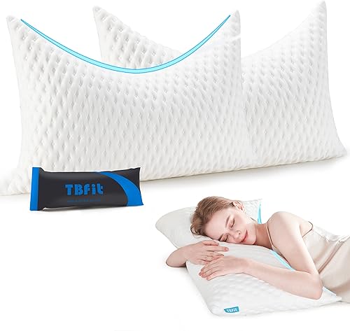 Tbfit Juego de 2 almohadas laterales ajustables para dormir almohadas de cuello para aliviar el dolor almohadas de espuma viscoelástica para