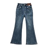 Bell Bottom for Girls Kids Wide Leg Denim Jeans High Elastic Waist Pants Solid Color Casual Summer