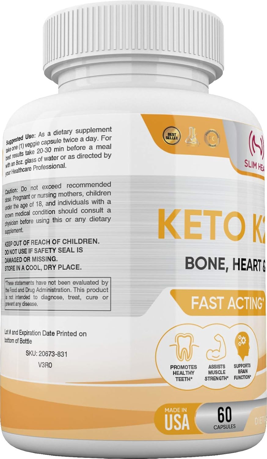 Vitamin K2 + D3 with Calcium - Bone, Heart and Immune Formula - K2 D3 Vitamin Supplement for Women and Men - 60 Capsules