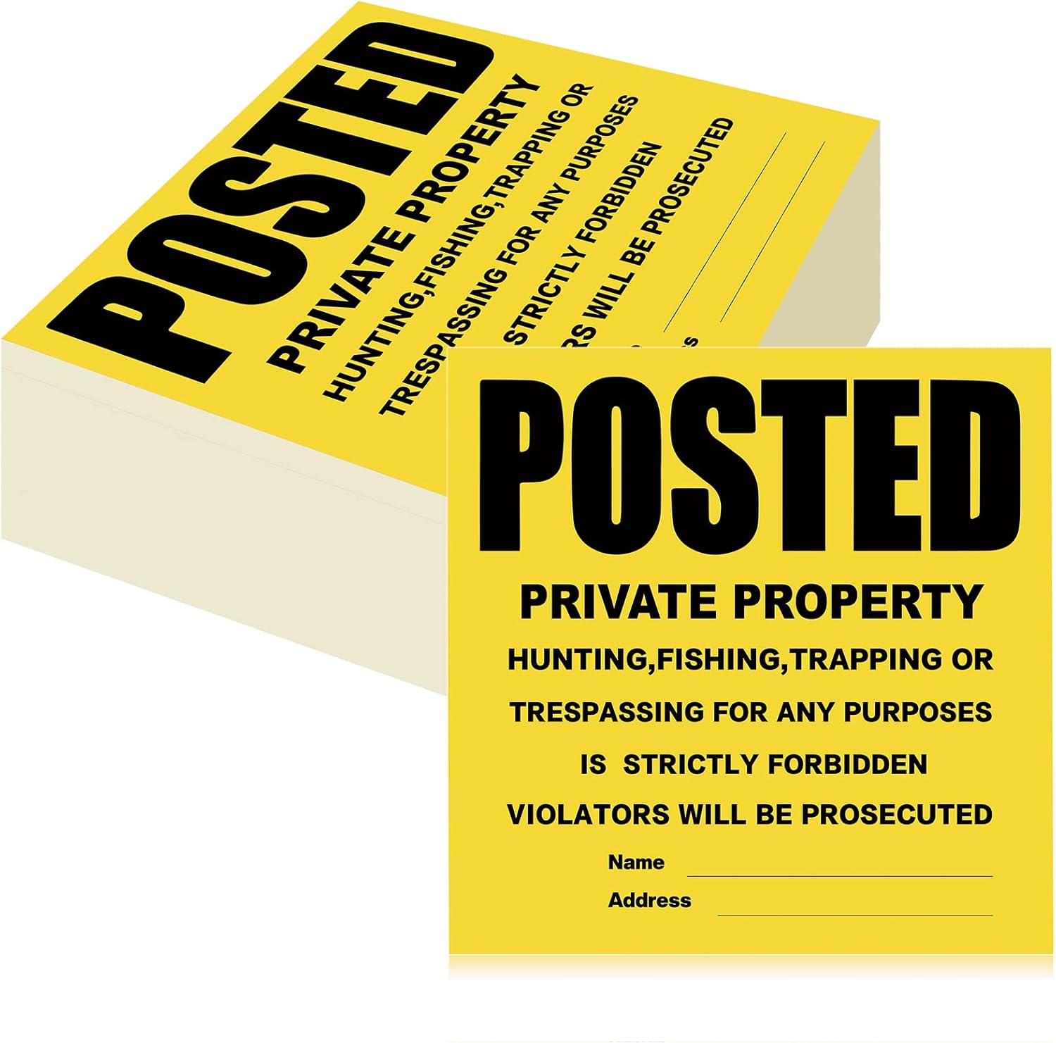 Geyee 100 Pack Posted Signs No Trespassing No Hunting Signs Private Property Self Adhesive Heavy Duty 11 x 11 Inch for Home Yard Garden Lawn Indoor Outdoor Use