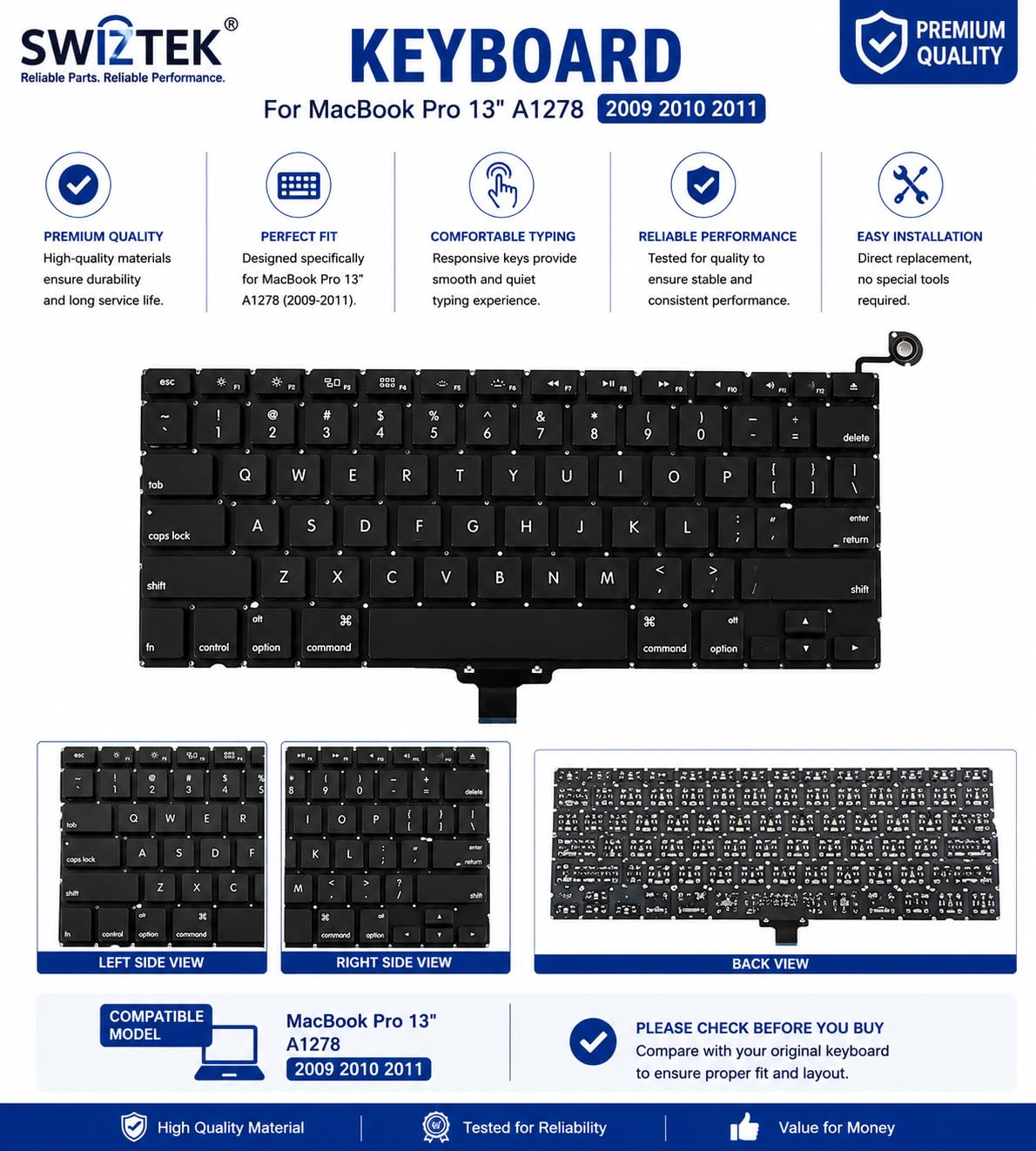 Swiztek Keyboard for MacBook Pro 13
