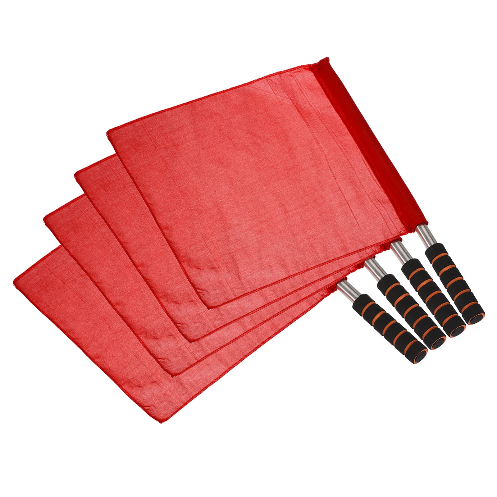 PATIKIL Árbitro Bandera, 4 Paquete Inoxidable Acero Poste Esponja Manija para Fútbol Cancha y Campo Deportes Línea Juez Comando Mano Señal, Rojo