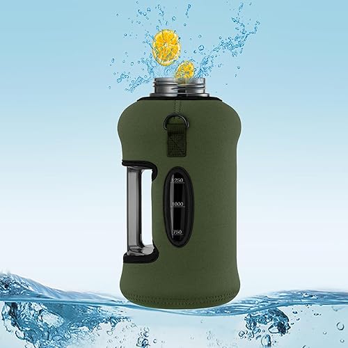 Miniatura 3 de Botella de agua de medio galón con popote de 74 onzas botella de agua grande para gimnasio con funda de almacenamiento jarra de agua de galón sin