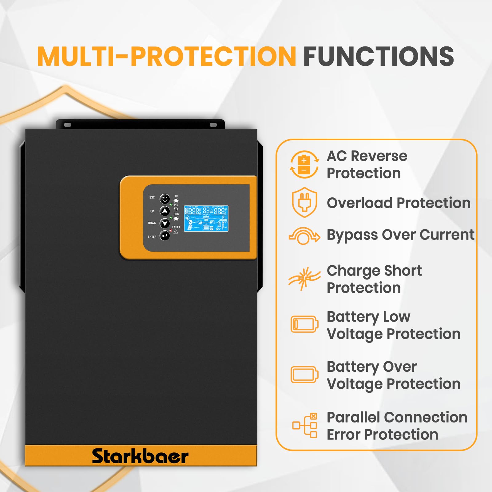 Inversor Solar Hibrido 24v a 230v 3500w, Cargador Solar MPPT 100A, Onda Pura Off-Grid Cargador de Prioridad de Red Regulador for Híbrida, Utilidad, Solar(Compatible Módulo WiFi) (3500W24V)
