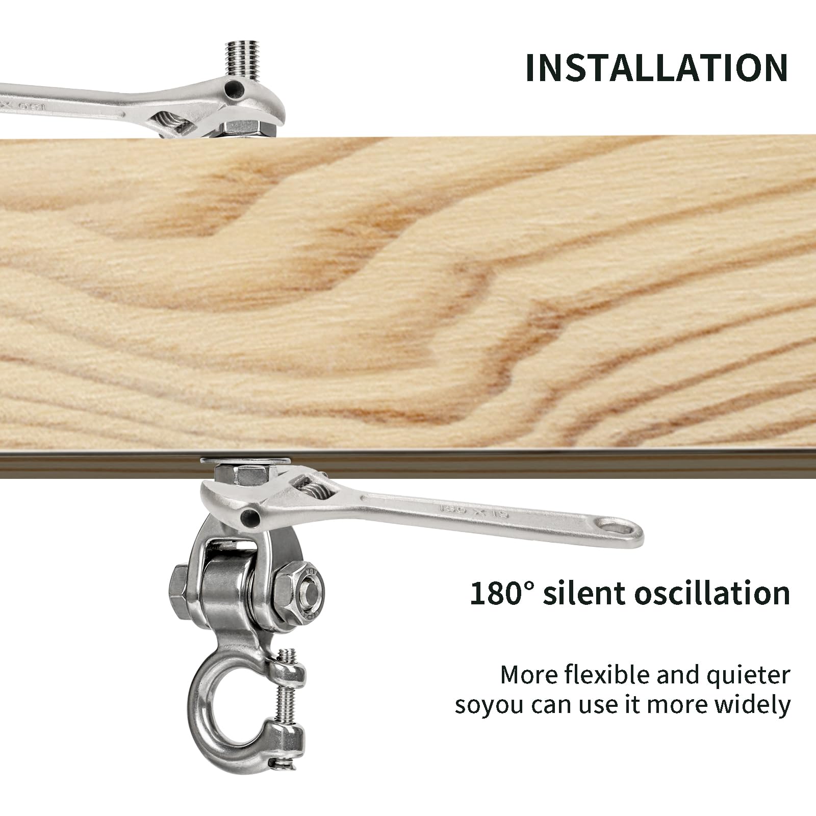 4 ganci per altalena, per travi in legno M10, in acciaio inox, fissaggio con cuscinetto, soffitto in cemento, poltrona sospesa per parco giochi, veranda, altalena, portata 675 kg