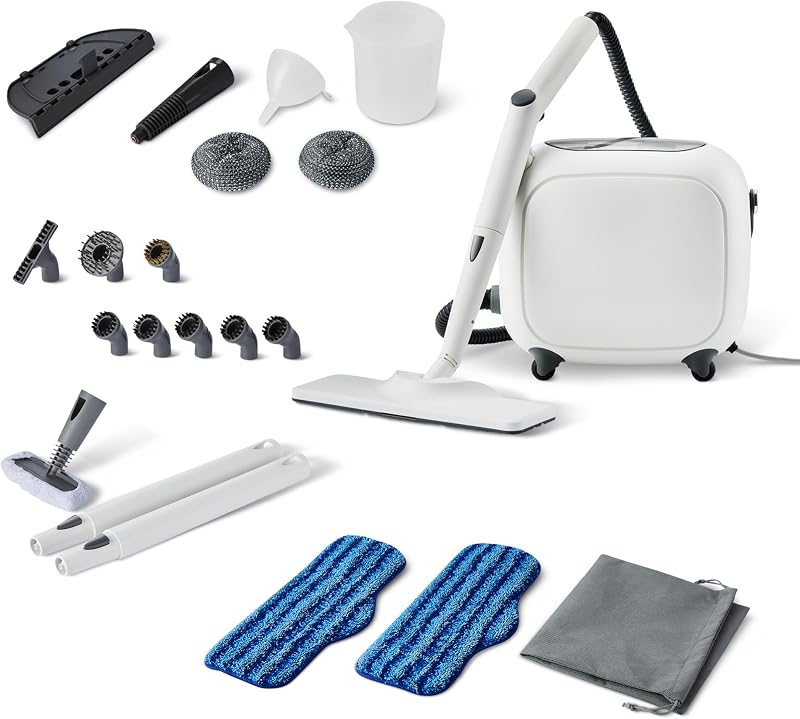 Multipurpose Steam Cleaner for Home with 22 Accessories, Chemical-Free Cleaning, Powerful Steam, 51oz Tank, 1500W, White