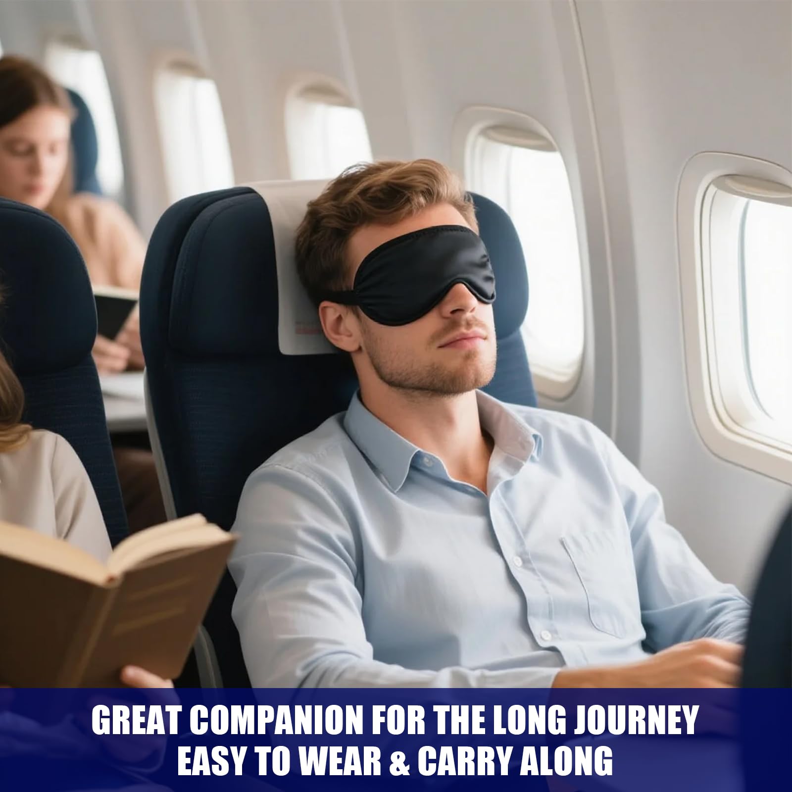 10 Pezzi Maschera per Dormire, Mascherina Oscurante per Gli Occhi per Donna e Uomo, Copri Occhi per Dormire con 2 Elastici, per Viaggi, Pisolini, Sonno Notturno (Nero)