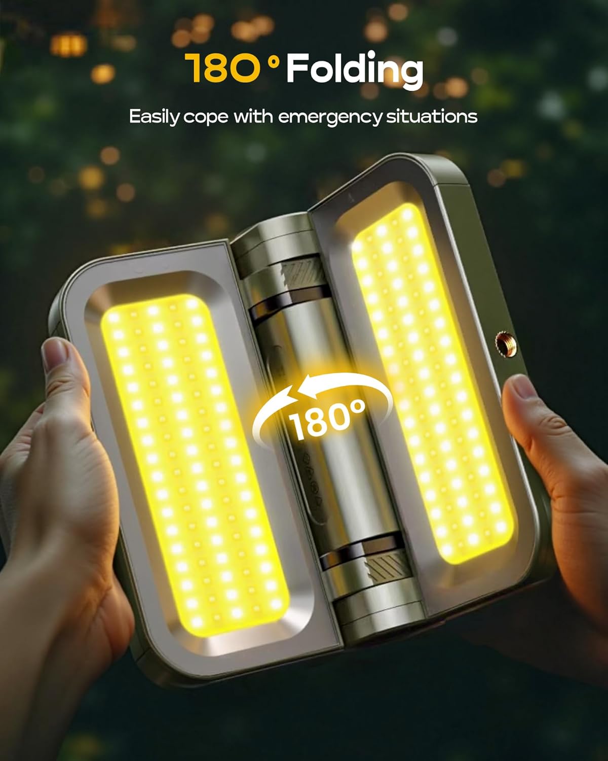 Work Light, All-in-one Rechargeable Magnetic Work Light, Solar Charging Flashlights for Mechanic Camping Fishing Car Repair-Green