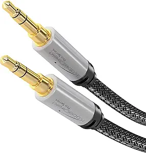 Aux Cord – 3.5mm Audio Cable – 8ft – Designed in Germany with Break-Proof Metal Plug (Headphone Cable & aux Cable for iPhone/car/Laptop, Auxiliary Cord, 3.5mm Male to Male, Nylon) – by CableDirect