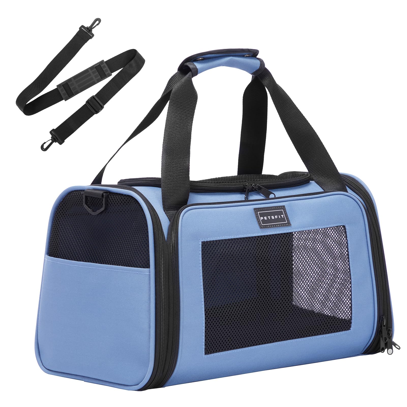 Petsfit Transportin para Gatos Plegable Transportin Gato Mochila Pequeño Transportin Bolso Perro Transpirable con Tirantes Ajustables y Acolchado Suave Coche y Tren