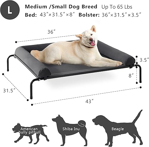 Miniatura 4 de WESTERN HOME Cama elevada refrescante para perros grandes, cama elevada portátil para interiores y exteriores con malla transpirable, a prueba de