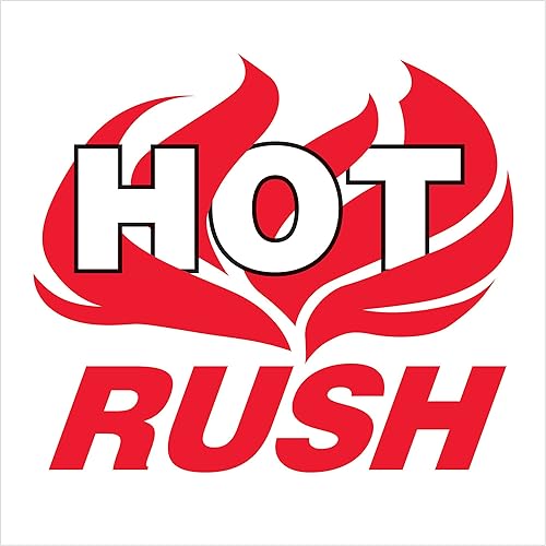Top Pack Supply 'Hot Rush' - Etiquetas adhesivas para envío, 4 x 4 pies, rojo/blanco, 500 etiquetas por rollo (1 rollo)