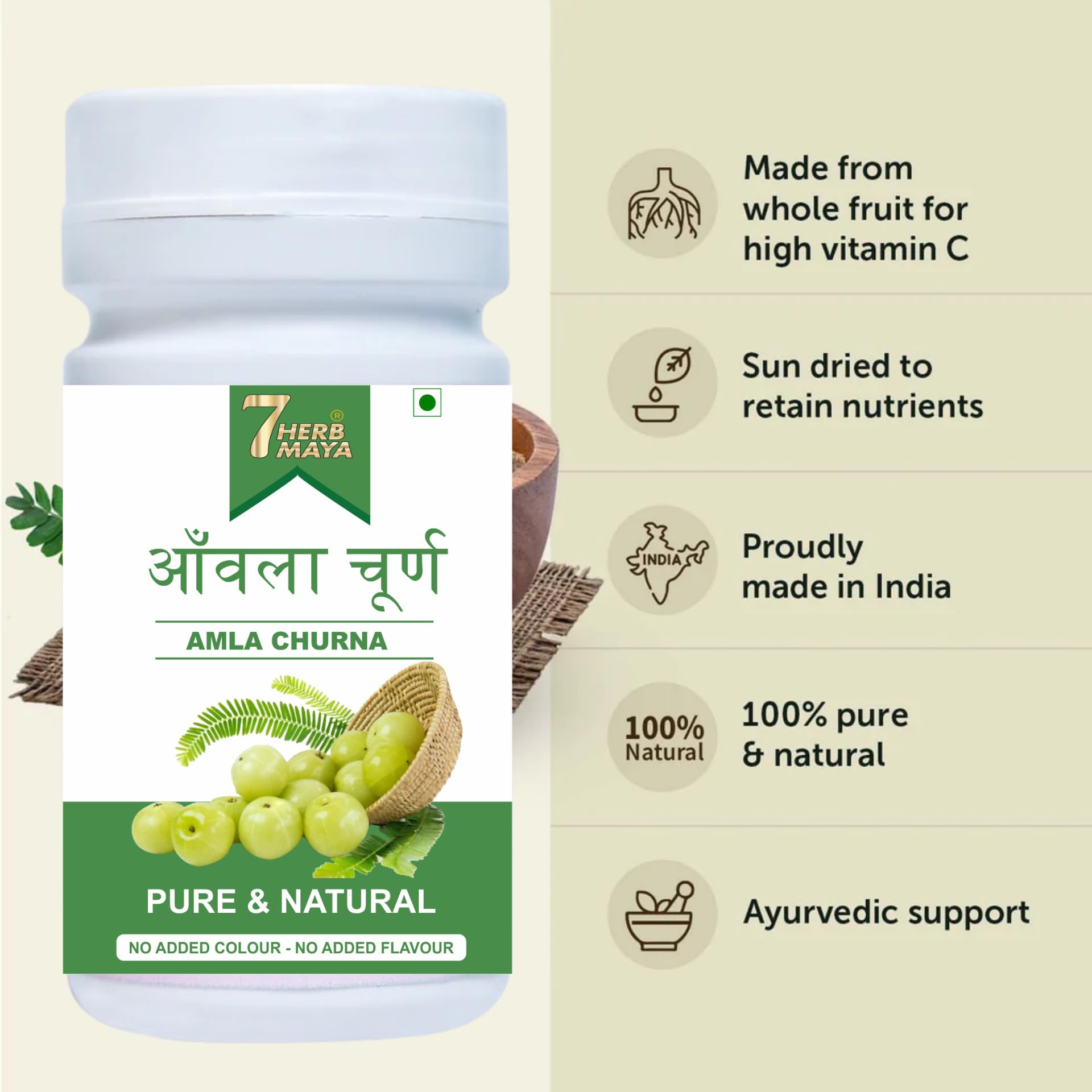 7HerbMaya Natural & Organic Amla Powder Indian Gooseberry Powder For Hair and Skin Care |100 gm| 1