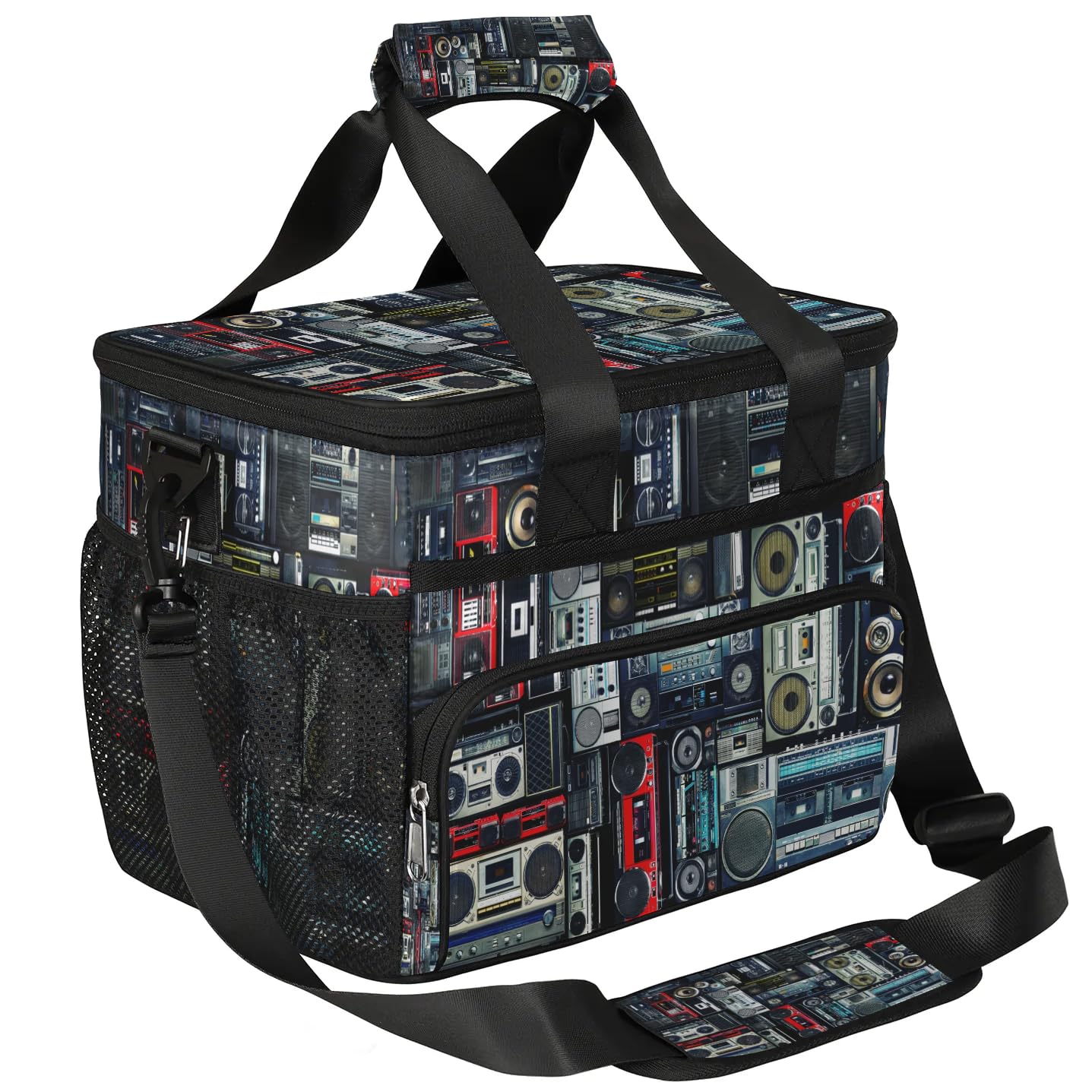 Vintage of Radio Boombox Große Lunchtasche für Erwachsene, Männer, Frauen, Kinder, Mädchen, Jungen, Radio-Druck, isolierte Lunchbox, Kühltasche, Kühltasche, Kühltasche, Kühltasche, Kühltasche, für