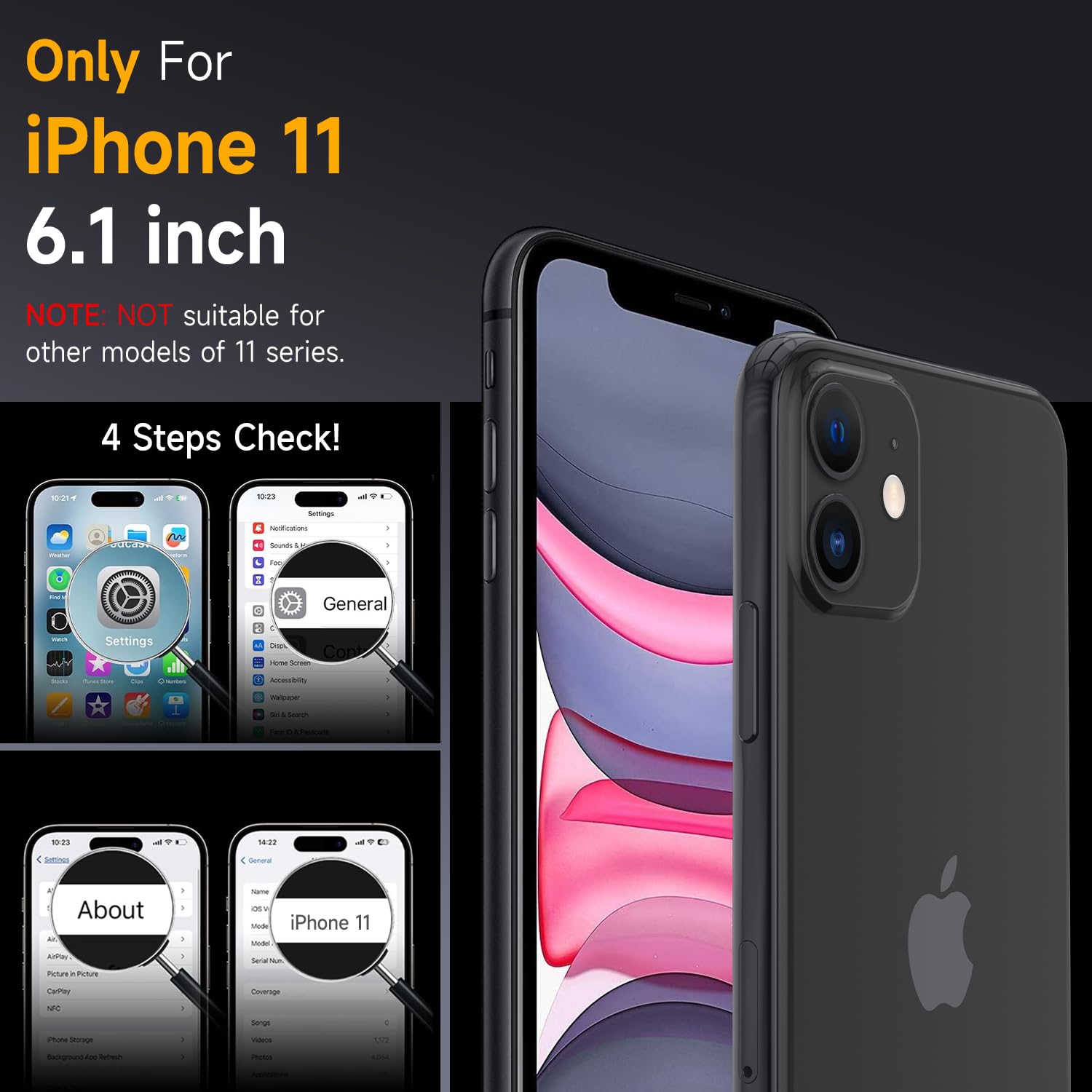 Mootobo for iPhone 11 Case Built-in 2 HD Screen Protectors and HD Lens Protector - Image 2