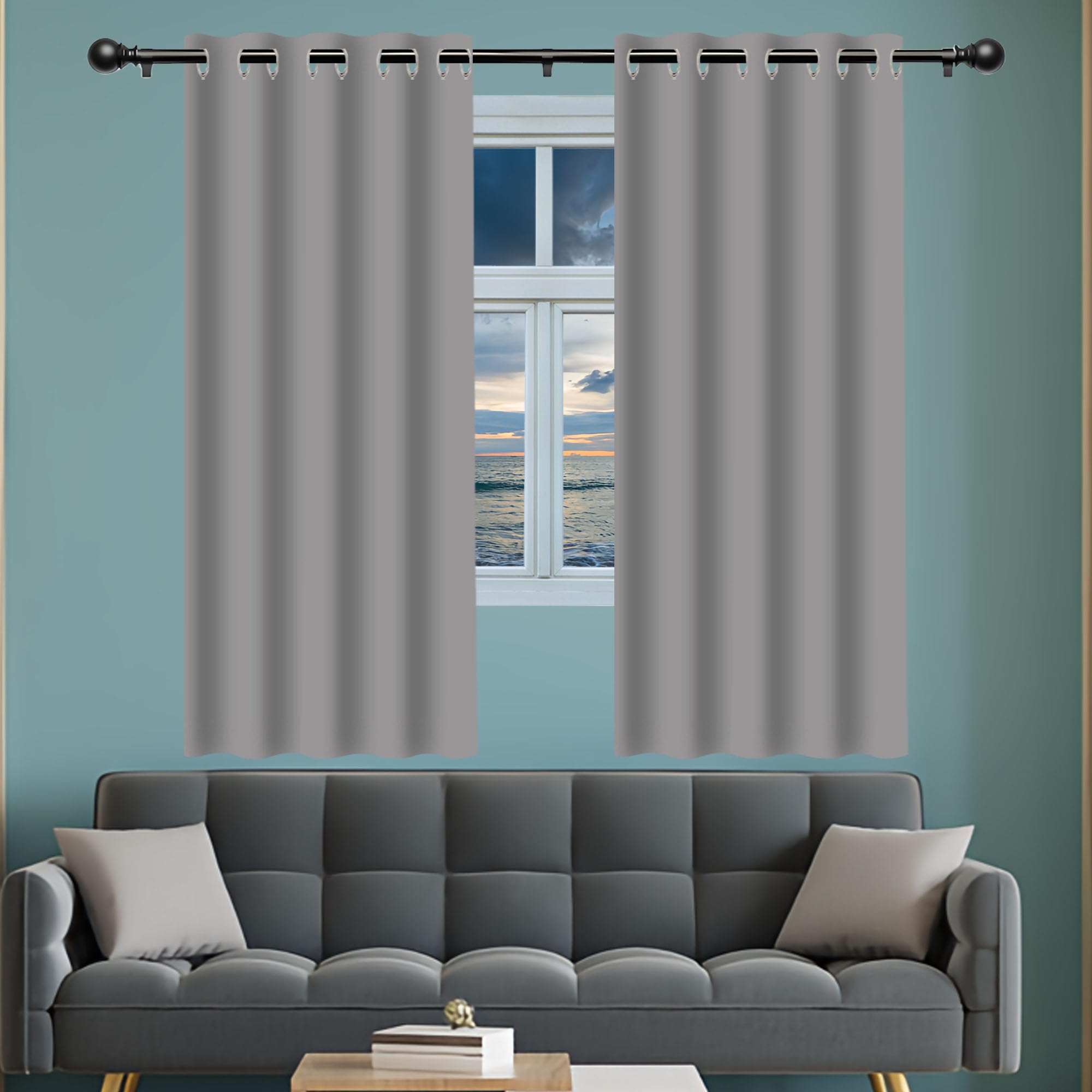 Tende Soggiorno Moderne 1 Pezzi 144 x 161 cm Moderne Termiche Tende Verticali Sfumate per Salotto Eleganti, Grigio Chiaro