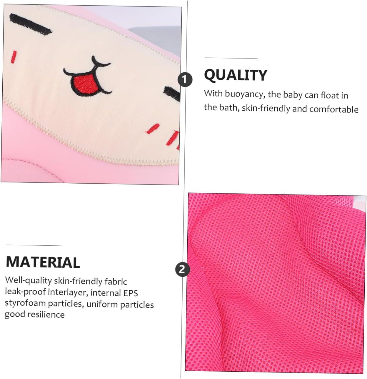 MERRYHAPY 1pc Bath Cushion Bath Seat Support for Newborns Soft Mesh Material for Gentle Bathing Fits Sink Tub Skin-Friendly Design Pink Bunny