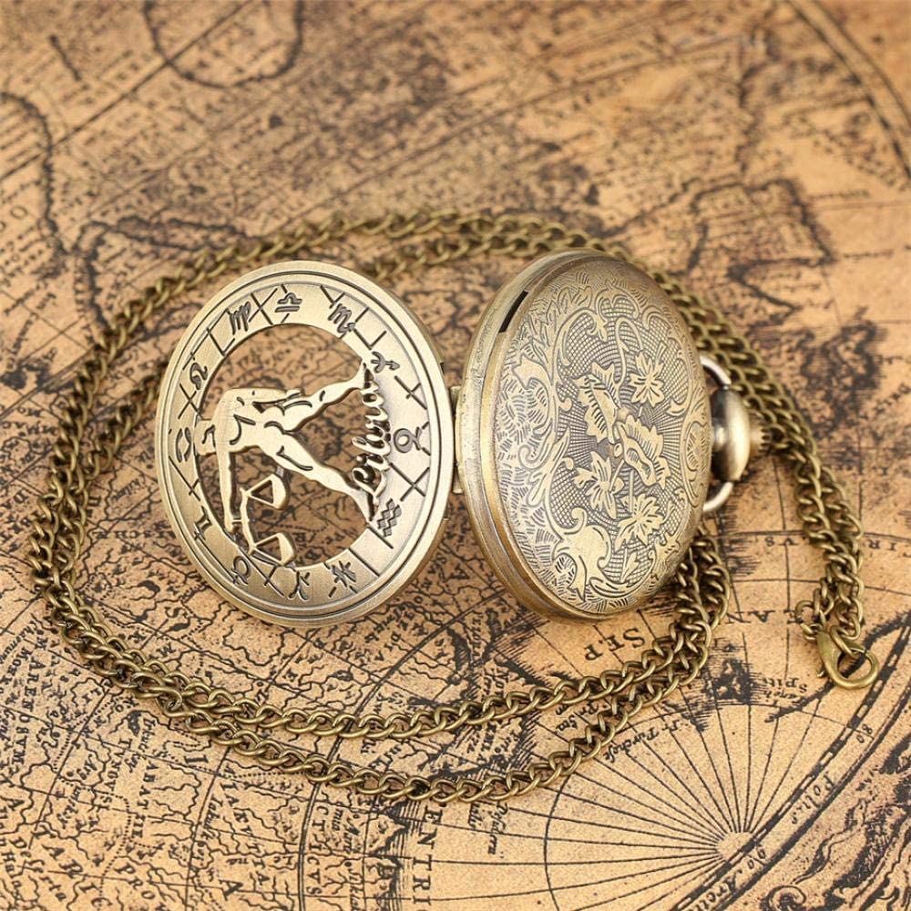Reloj de bolsillo vintage, reloj de bolsillo de cuarzo vintage, regalo for cumpleaños, aniversario, día del padre, reloj de bolsillo, bronce antiguo, doce constelaciones, cuarzo, números romanos, relo