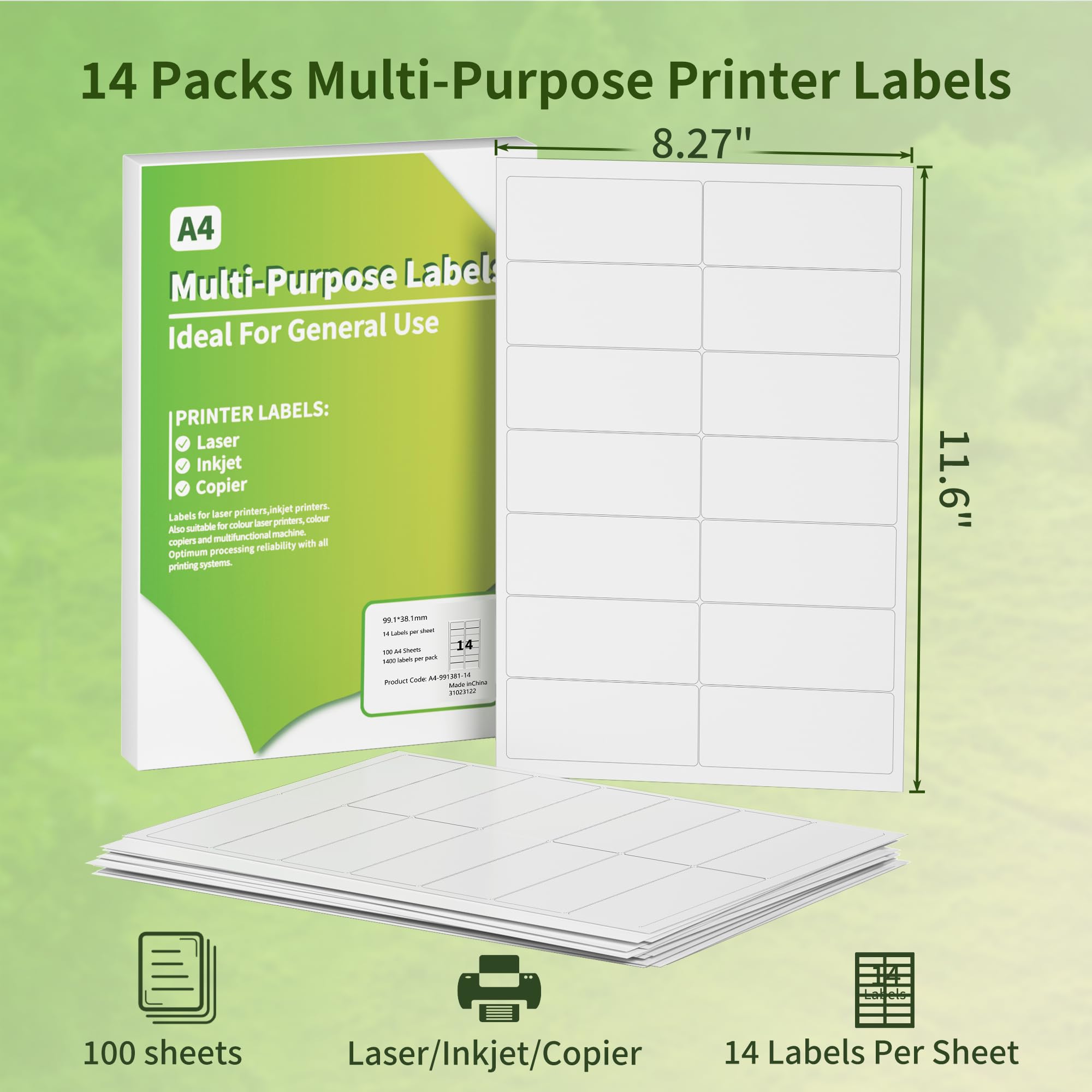 Amazon | Itari 1400ステッカー-99.1 mmx 38.1 mmステッカー100枚