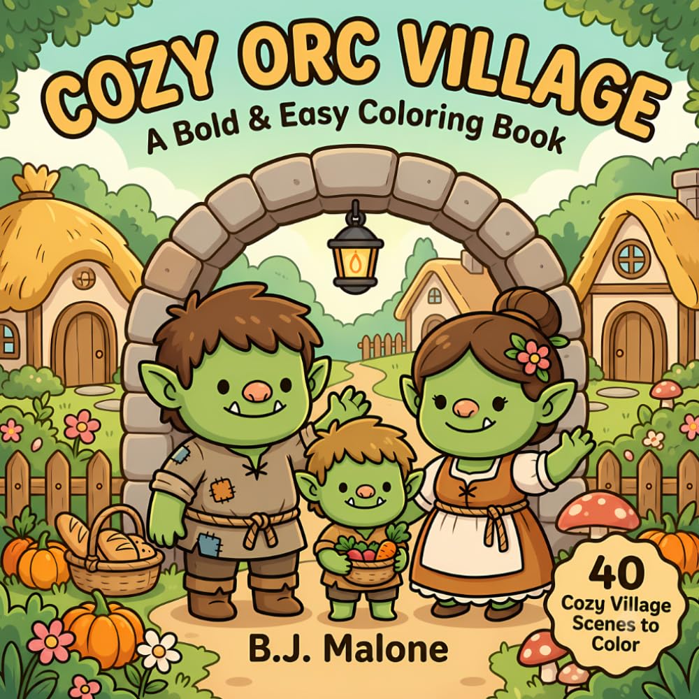 Cozy Orc Village: A Bold & Easy Coloring Book