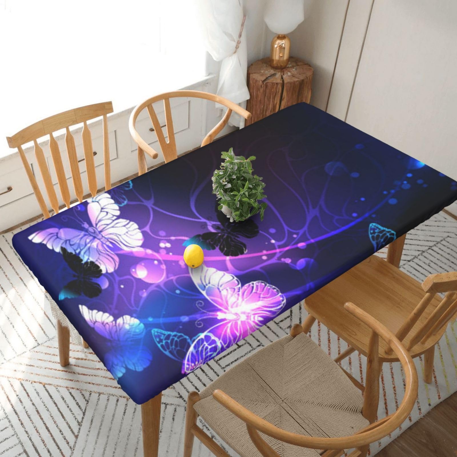 BNVSADC Beautiful glowing butterfly Printed 5FT Tablecloth Polyester Kitchen Water Resistant Table Cloth Dining Table Decoration Table Covers, 152x76 CM
