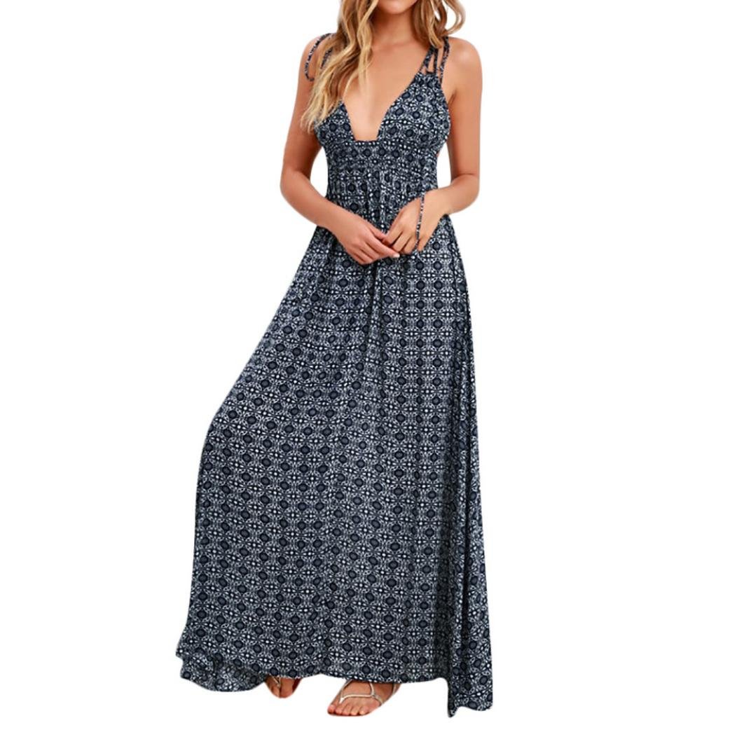 CocoMarket Women's Summer Boho Casual Long Maxi Evening Party Beach Dress Sundress