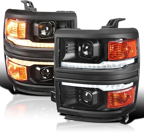 Miniatura 1 de Spec-D Tuning Switchback - Proyector de luces LED negras compatibles con Chevy Silverado 1500 2014-2015, conjunto de faros delanteros izquierdo y