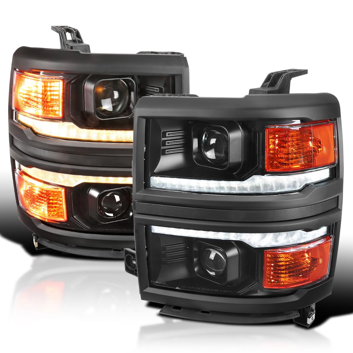 FT FOR 2007-2014 CHEVY SLVERADO PAR LED DRL STRP HEADLGHT/LAMPS