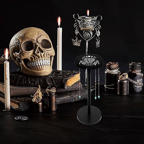 Miniatura 6 de CRASPIRE Soporte de cristal con péndulo de manos de fase lunar, rueda de adivinación de flores, soporte de exhibición negro, soporte de exhibición