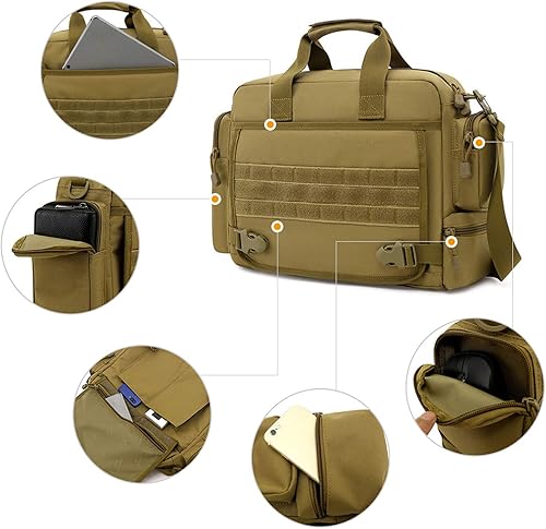 Miniatura 5 de CamGo Tactical Briefcase 14 inch Laptop Messenger Bag Military Style Shoulder Bag Handbag for Men