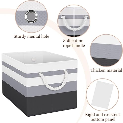 Vista 9 de Fab totes Contenedores de almacenamiento [paquete de 3], cestas de almacenamiento plegables para organizar juguetes, libros, estantes, armario, caja