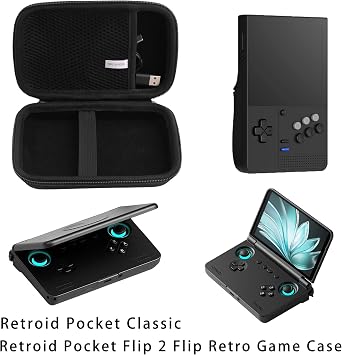 WAIYUCN Hard Carrying Case Compatible with Retroid Pocket Classic/Retroid Pocket Flip 2 Flip Retro Game Handheld Console Case (Black)