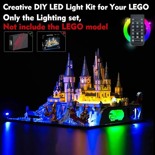 Miniatura 6 de VONADO Kit de luces LED RC actualizado para Lego Hogwarts Castle and Grounds 76419, juego de iluminación creativa con control remoto, accesorios