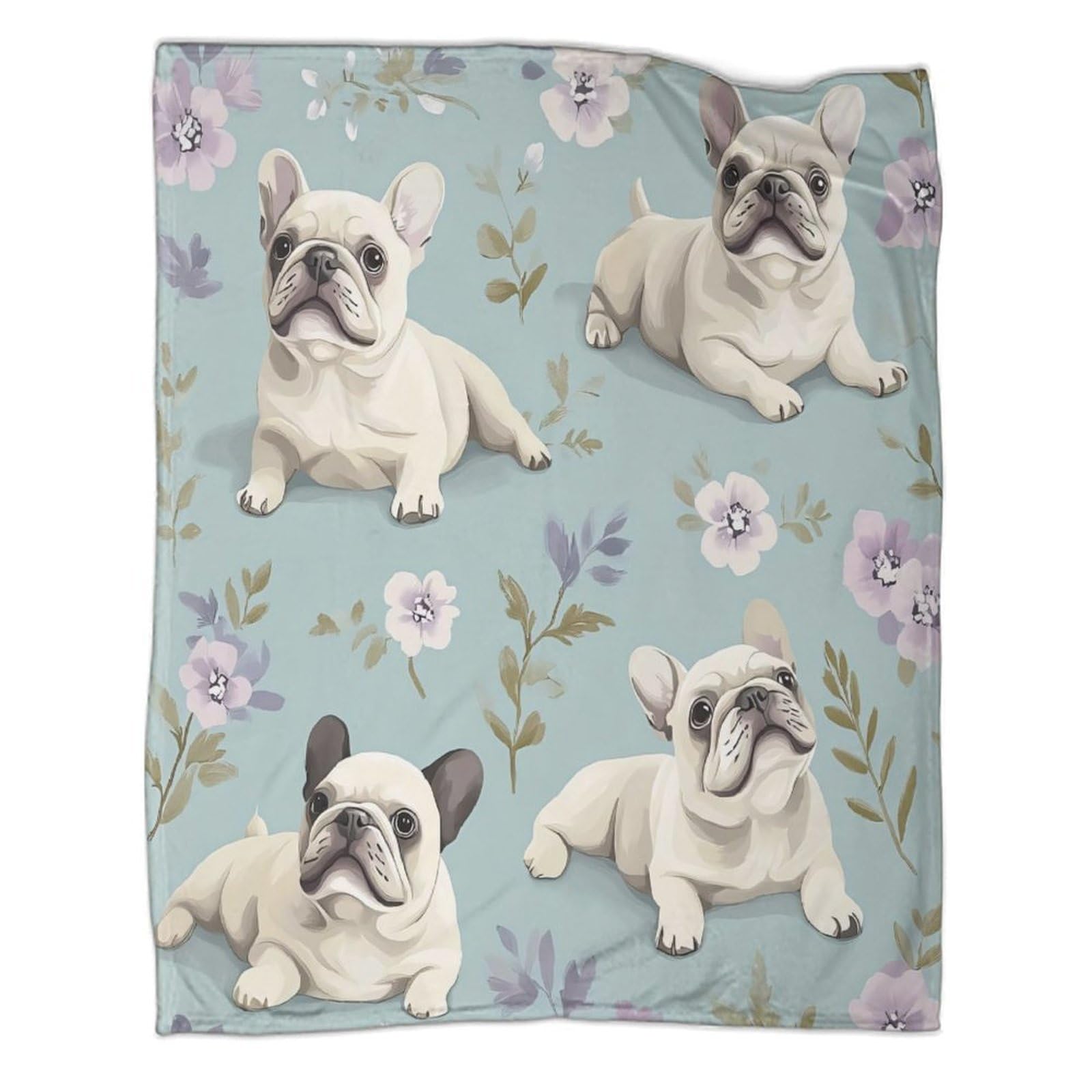 stampa 3D French Bulldog carino coperta da viaggio microfibra biancheria da letto compatta coperta da viaggio morbida per giovani in vacanza Illustration dolce 70×80inch(180x200cm)