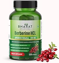 BHARAT AYURVEDA Berberine HCL 600mg 120 Capsules | Maintain Blood Sugar & Cholesterol level - (Pack of 1)