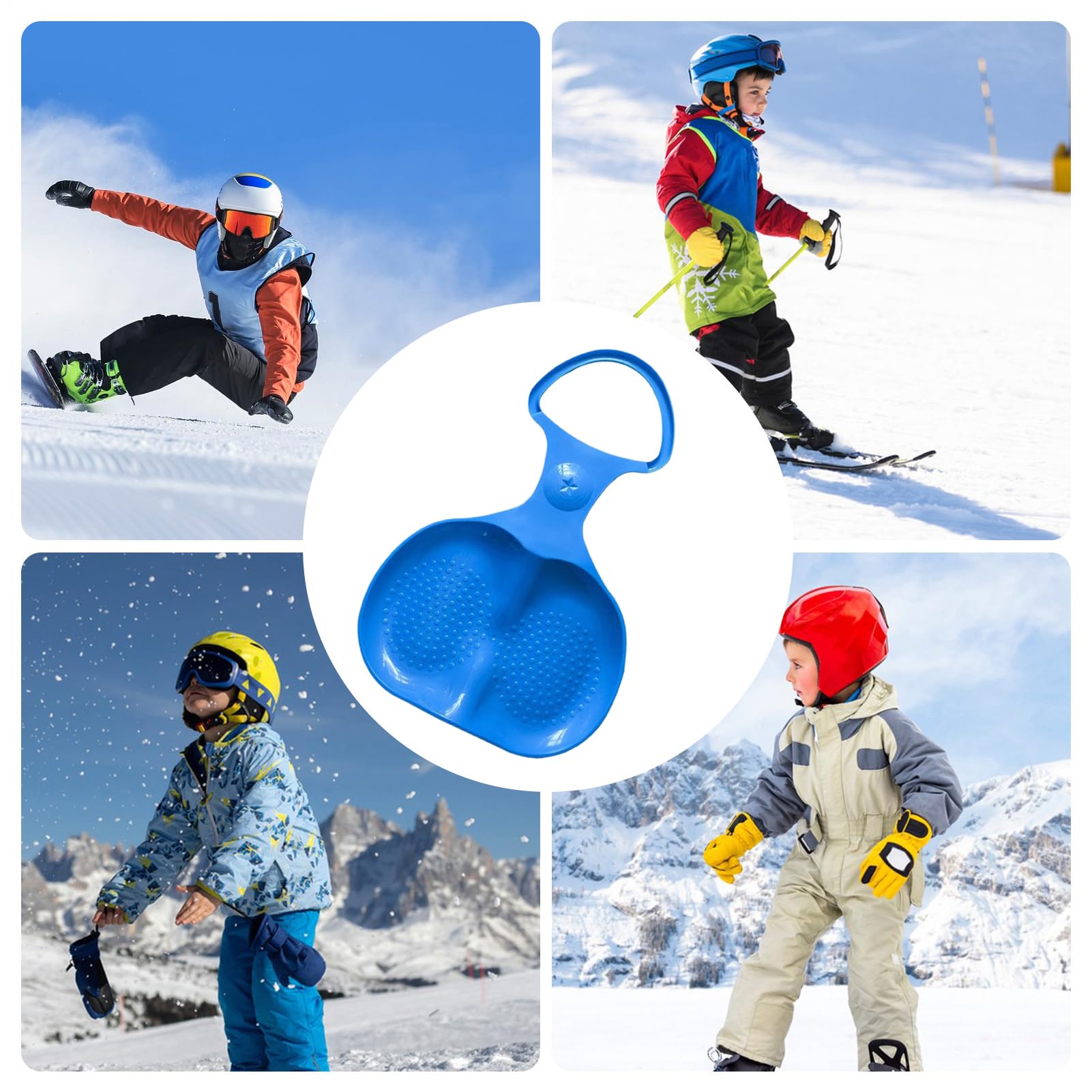 Luge à neige pour adultes - Luge de fournitures de sports d'hiver de 21,26 pouces | Toboggan en PP résistant avec poignée, luges portables pour arrière-cour, centre touristique, P