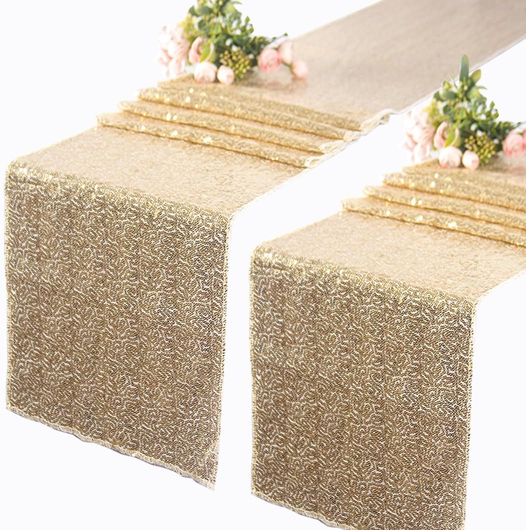 10 Pack Sequin Table Runners 12x108 Inches Table Runner for Wedding Glitter Table Runners Table Runner 108 Inches Birthday Wedding Party Decorations (Blue, 10)