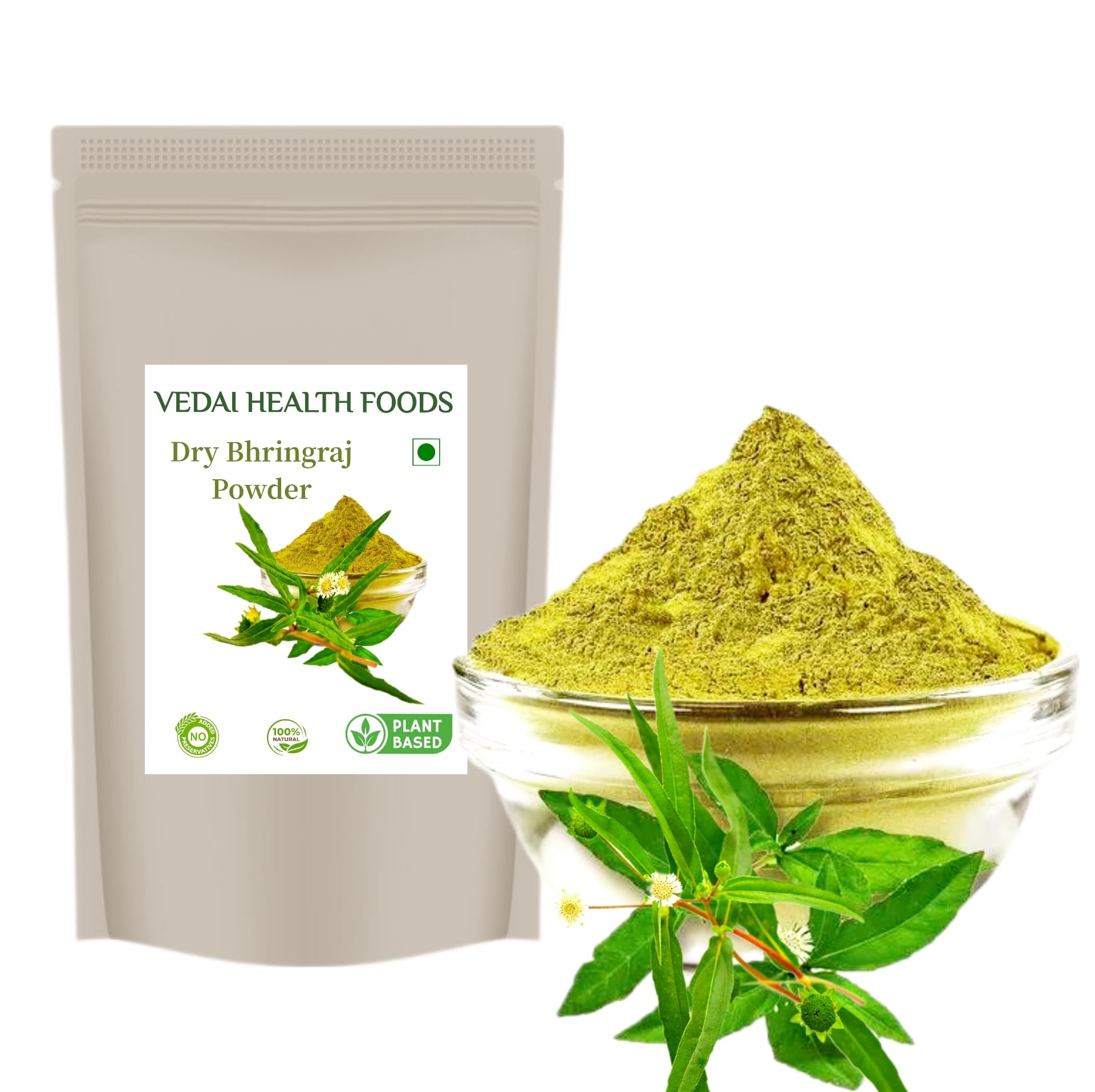 Vedai Health Foods Dry Bhringraj Powder ( 100g ) Natural Herbal Raw Leaves / - Eclipta Alba/False Daisy/Keshraj | Raw Bringraj Leaf | Bhrangraj | Bhangra | Bhringraj For Hair Regrowth | Scalp Treatment | Curly | Straight | Wavy Hair Type Curry Leaves-image-45