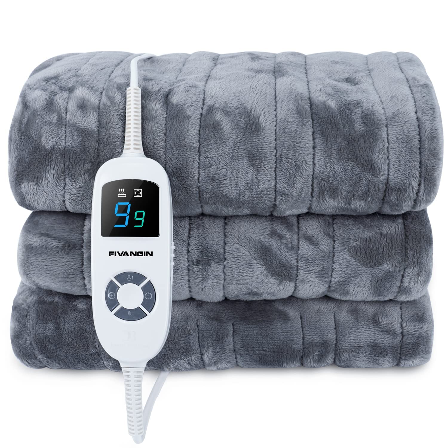 FIVANGIN Heated Throw Blanket, Flannel Fleece Electric Heated Blanket, Warm Heated  Throw for Home, 9 Hours Auto Shut-Off Timer - 9 Temperature Levels -  Washable, Pure Gray : Amazon.co.uk: Health u0026 Personal Care