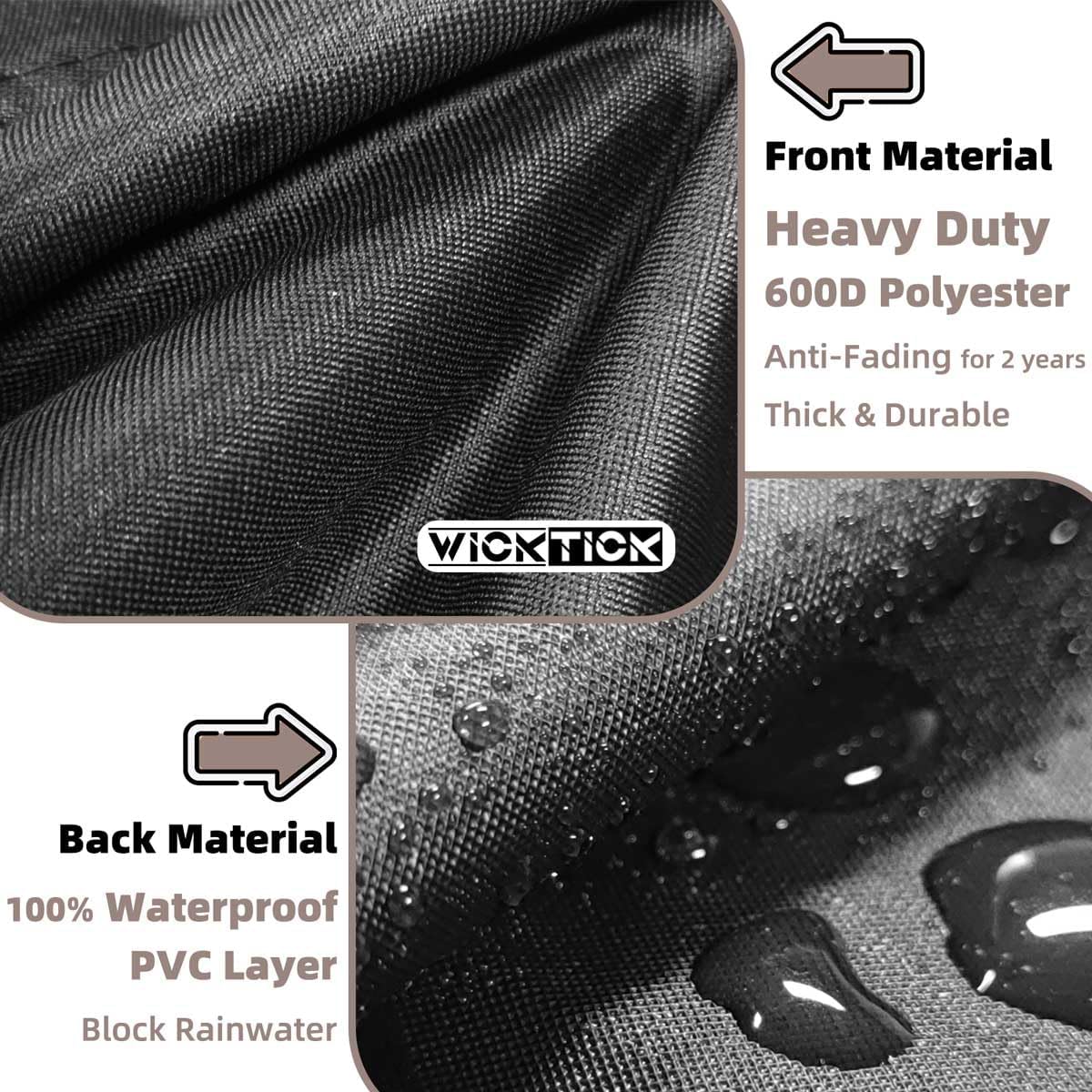 Rectangular Gas Fire Pit Table Cover 44 x 28 inch, Waterproof 600D Heavy Duty Fire Table Cover for 40 - 44 inch Patio Propane Firepit Tables - Image 5