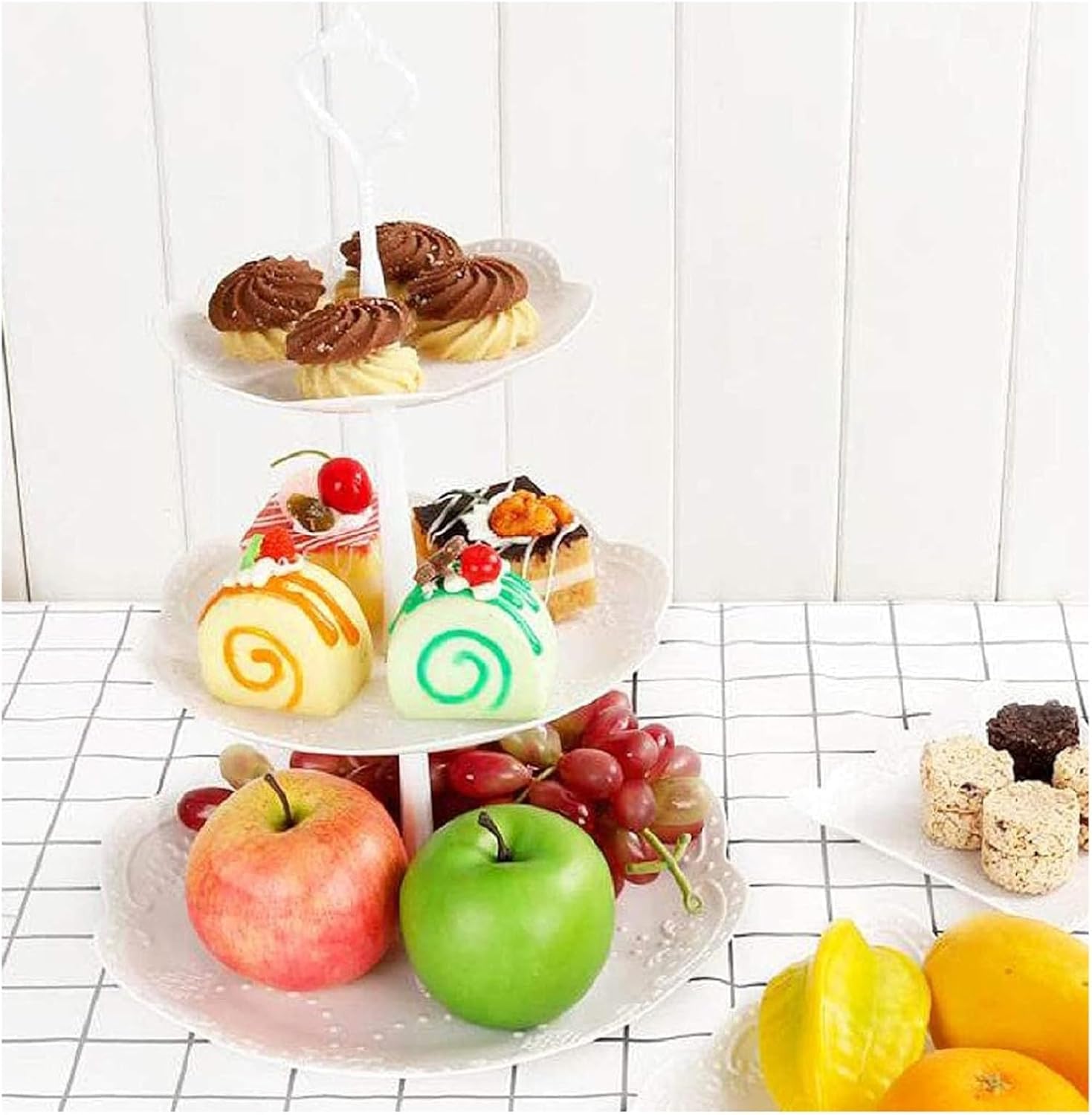 Dhouse 3pcs Cake Display Stand,Cup Cake Stand for Wedding Birthday Baby Shower Thanksgiving Christmas New Year Party Square (Round) — image 1