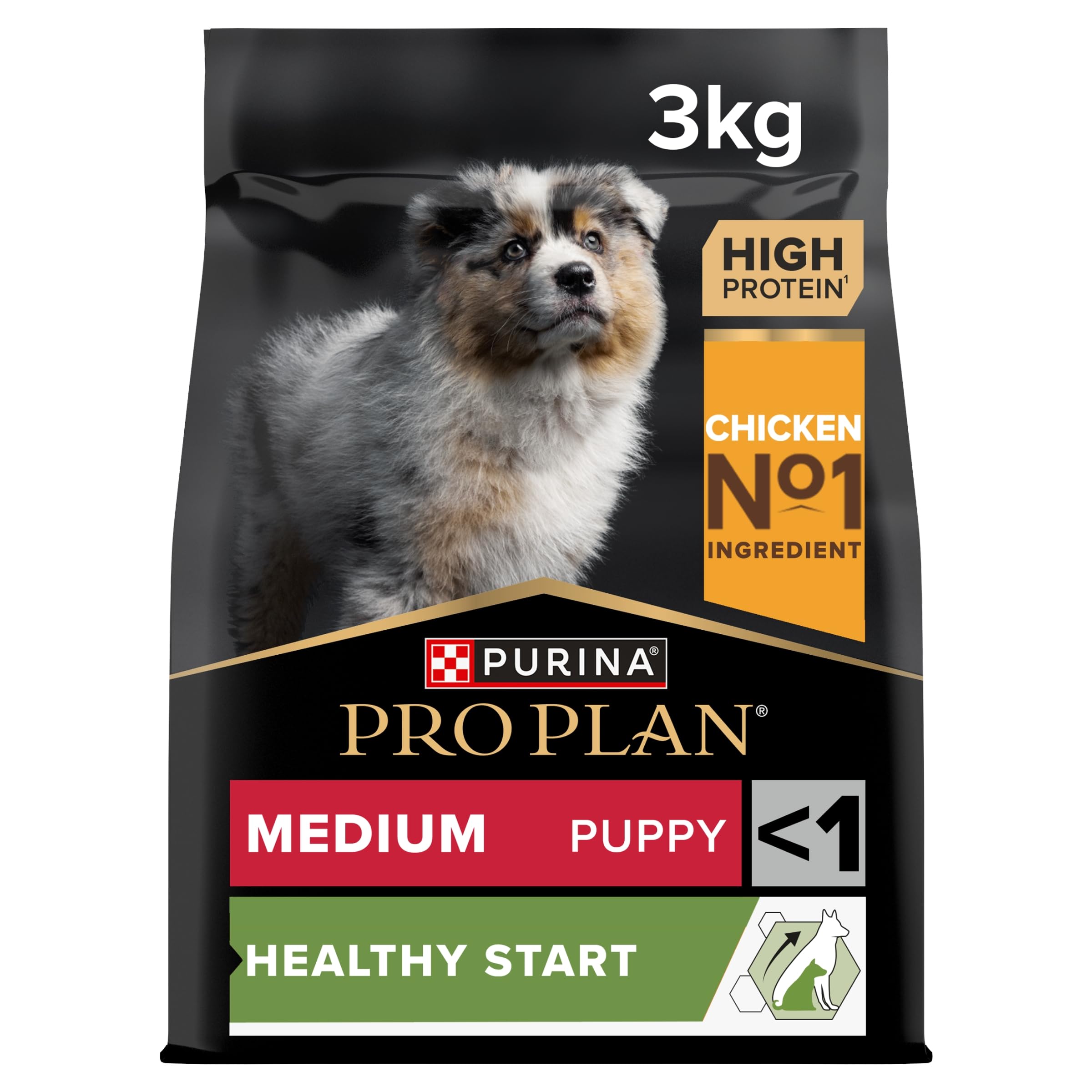 PRO PLAN Medium Puppy Healthy Start up to 12-15 Months Dry Dog Food Chicken 3kg Pack