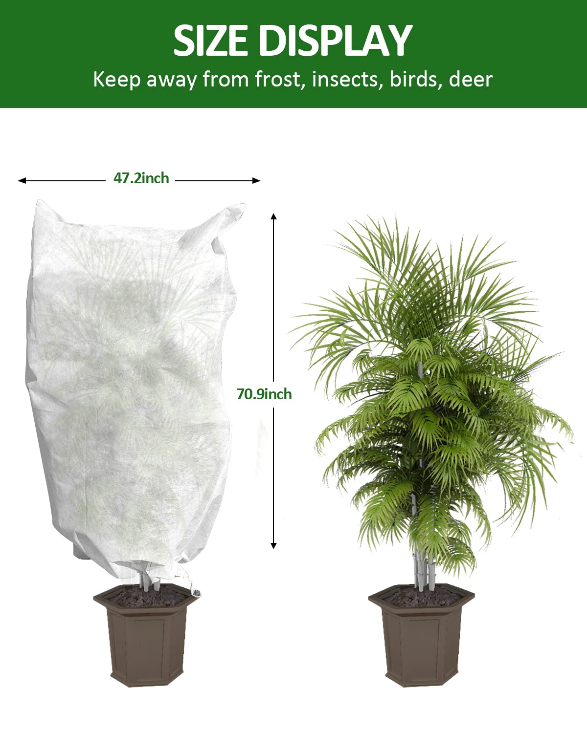 EAONE Paquete de 4 cubiertas para plantas de protección contra congelación, blanco-L