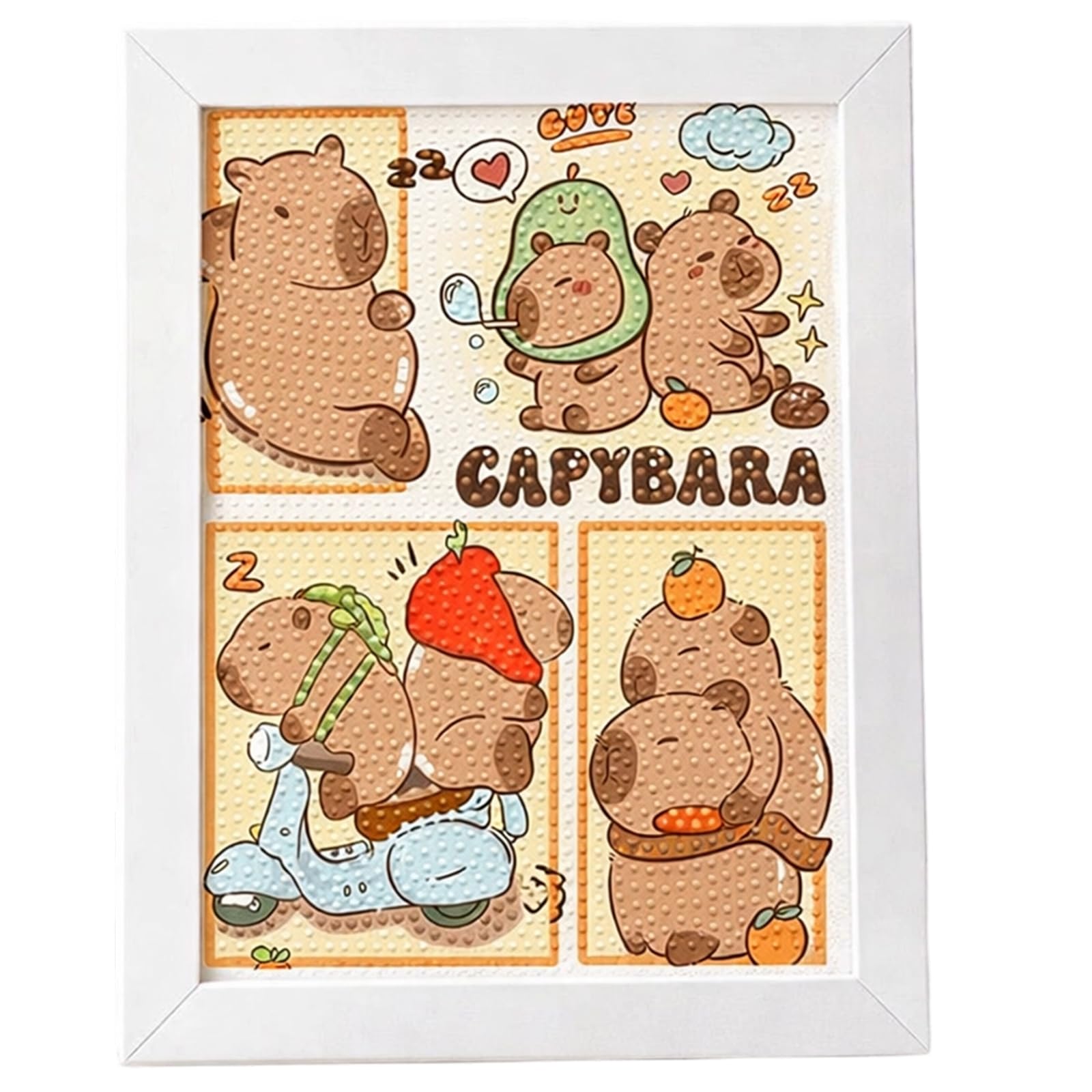 SurPse Diamond Art Frames Capybara Gifts - Diamond Painting Kit with Frame 17x22cm, Gem Art, Capybara Stuff, 5D DIY Full Drill Crystal Creations for Home Wall Decor