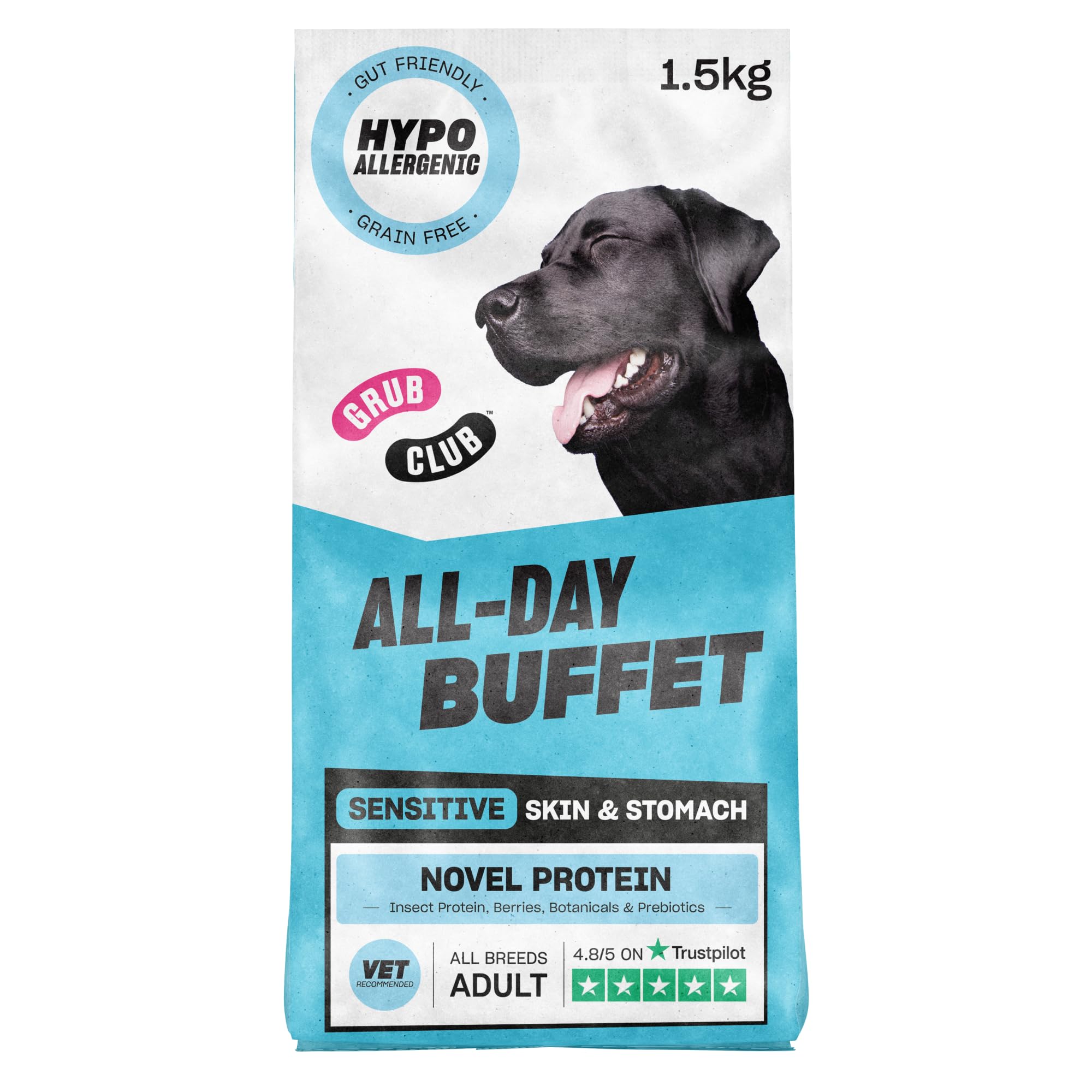 Insect Protein Superfood Dog Food for Healthy, Happy Dogs - Hypoallergenic, Grain Free & Nutritionally Complete - All Day Buffet (1.5KG) - GRUB CLUB