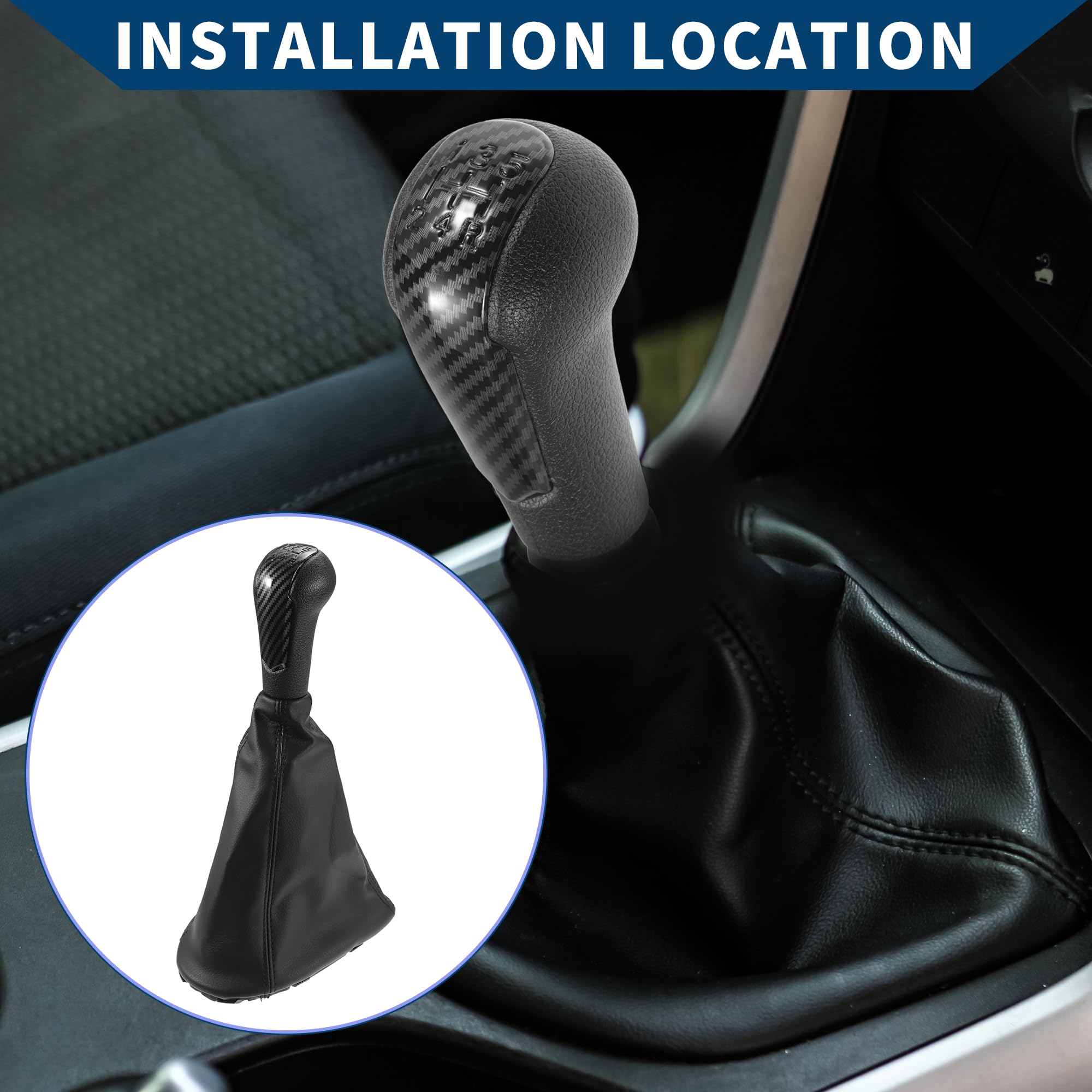 Pomello Cambio Manuale 5 Velocità Per Chevrolet Spark 11-16 1 Pz | Copertura Antipolvere, Nero, Ecopelle Plastica, Foro 19.5mm, Dimensioni 18.5x13x32cm, Modello Effetto Fibre Di Carbonio