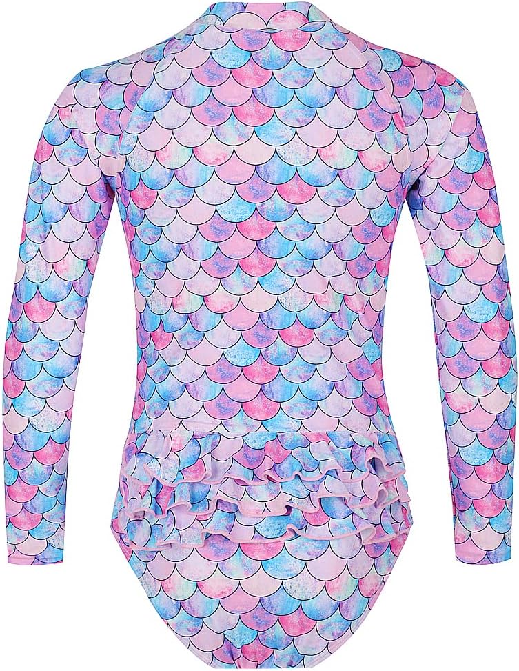 Tame the Sun Long Sleeve Girls' Swimsuit - Rash Guard with Frills, UPF 50+ Zipper Swimwear - Bathing Suit for Ages 3-12
