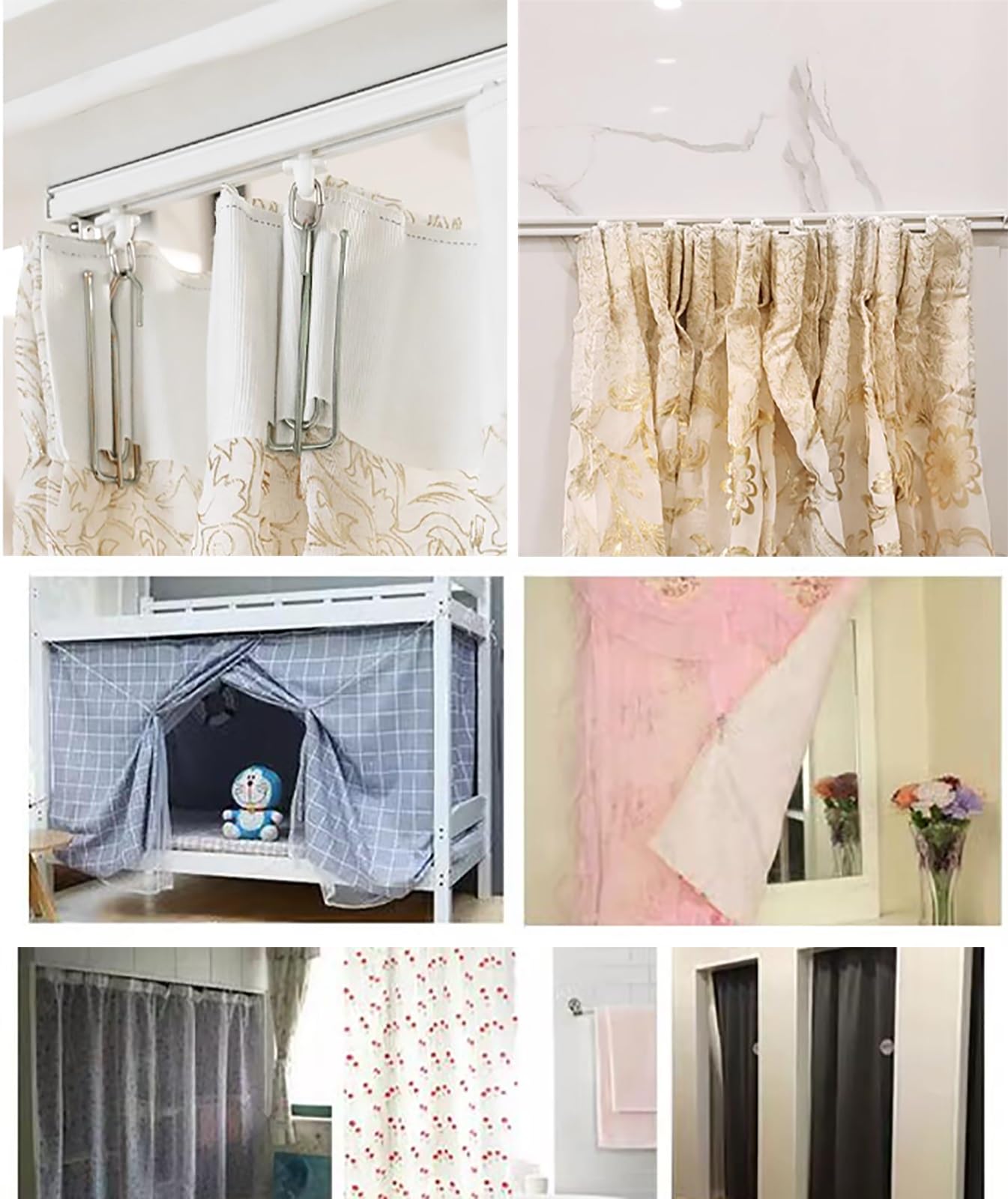 Tringle à rideaux adhésive de 5 m – Tringle de montage au plafond et au mur sans perçage pour cloisons de séparation, chambre à coucher, douche et placard – Facile à installer, gain de place, solution